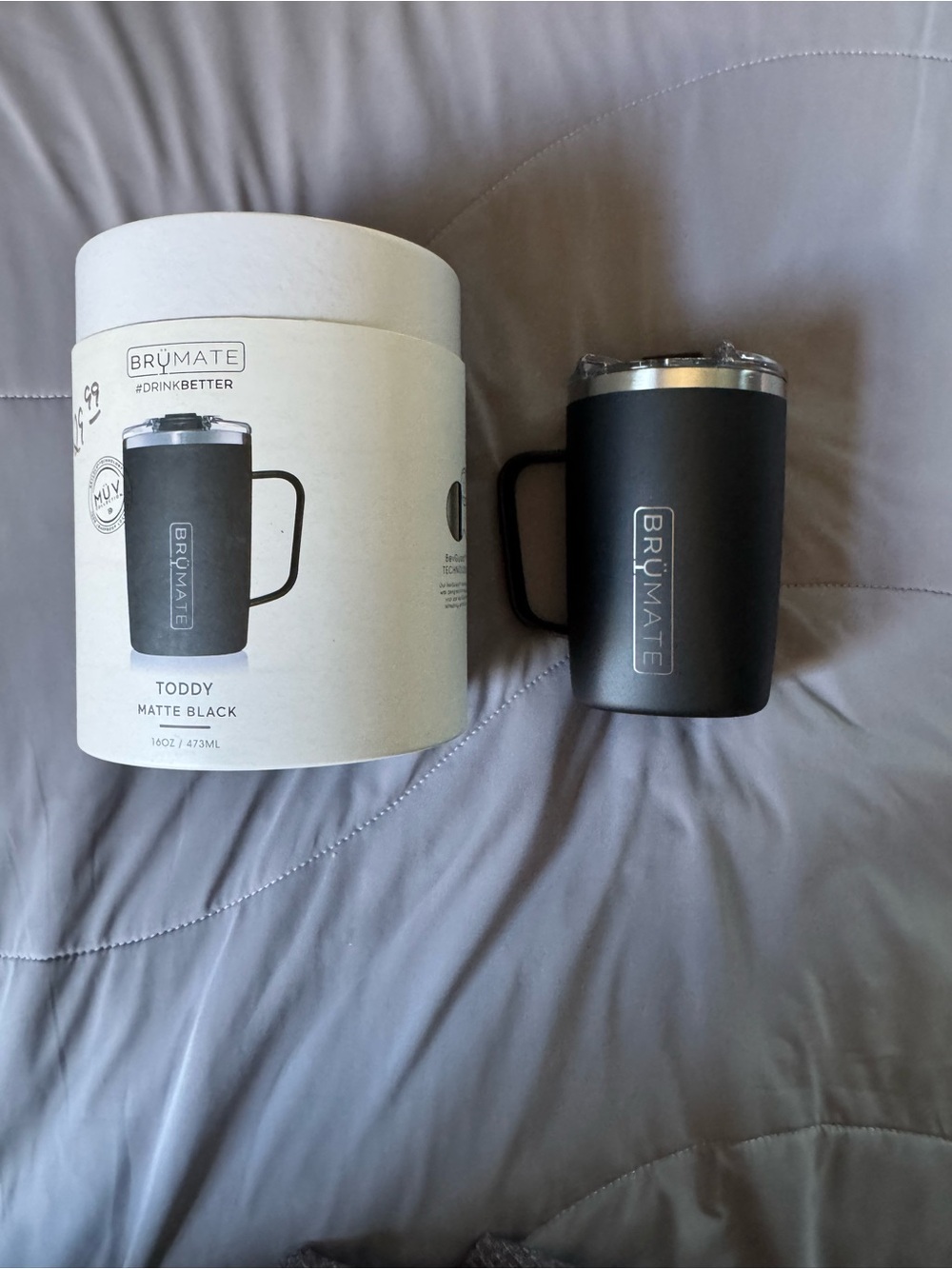 BrüMate Matte Black Toddy 16oz Travel Mug with Handle 16 OZ